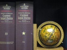 Current legal forms of law books placed on a shelf
